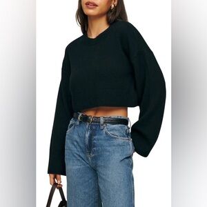 REFORMATION Paloma Cashmere Black Sweater L